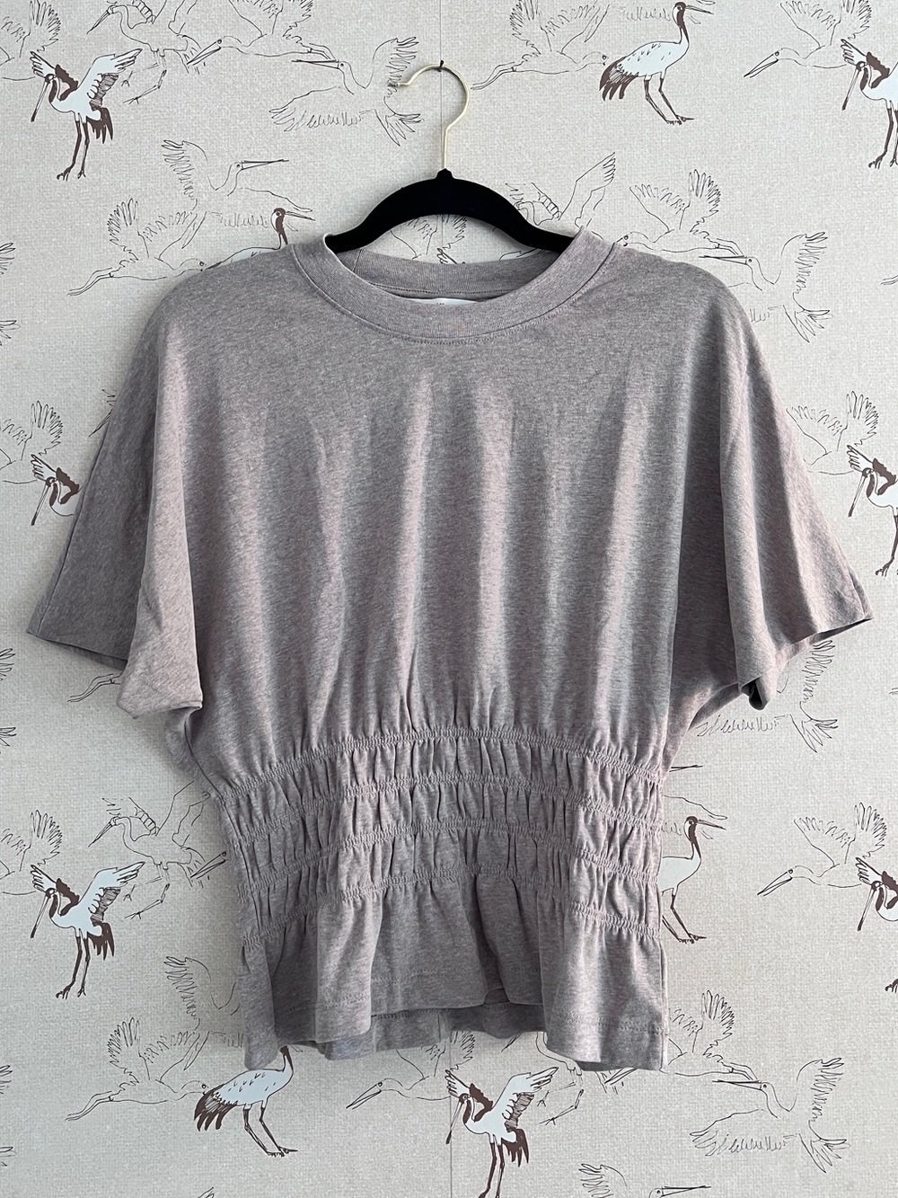H&M brown smocked peplum top cotton